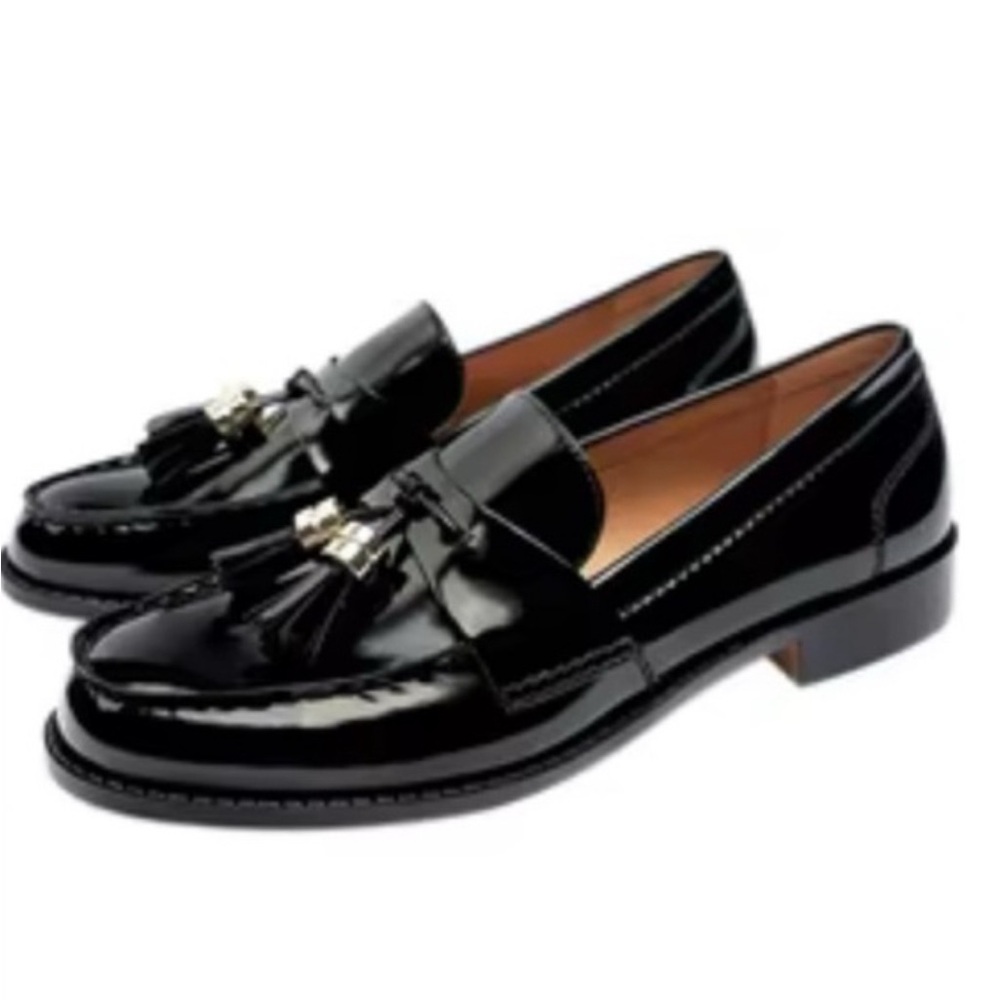 Zara Black Patent Leather Tassel Loafers